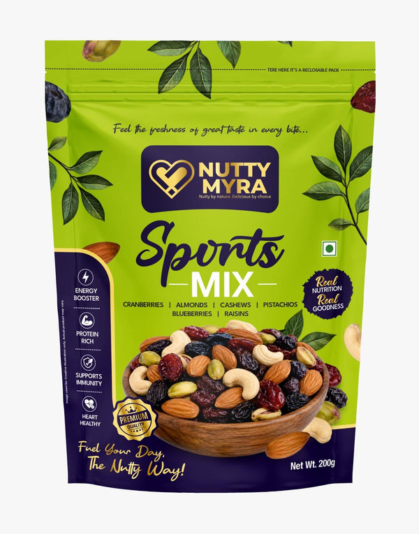 Nutty Myra Sports Mix – Premium Dry Fruits & Nuts Mix (200g)
